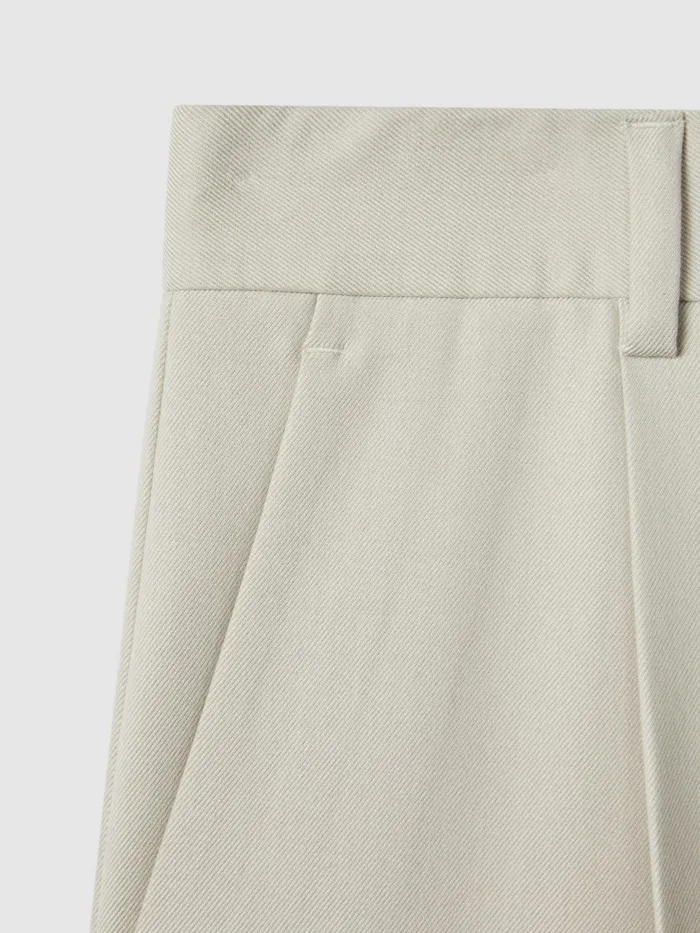 Men Reiss Pants F1 Relaxed Twill Trousers Stone