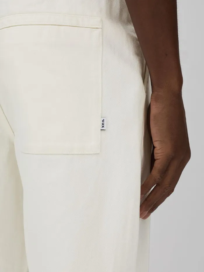 Men Reiss Pants London Cotton Drawstring Trousers Ecru