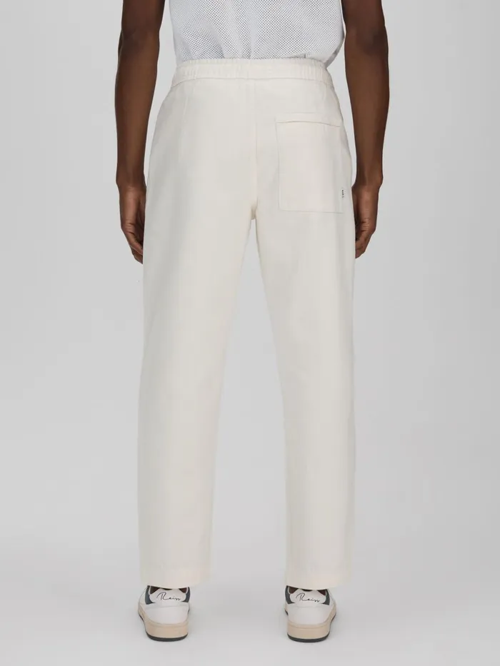 Men Reiss Pants London Cotton Drawstring Trousers Ecru