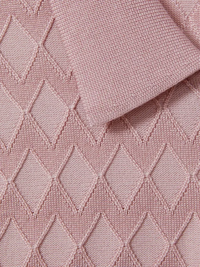 Men Reiss Polo Shirts Rizzo HalfZip Knitted Polo Shirt Soft Pink
