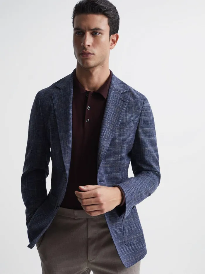 Men Reiss Polo Shirts Trafford Merino Wool Polo Shirt Bordeaux