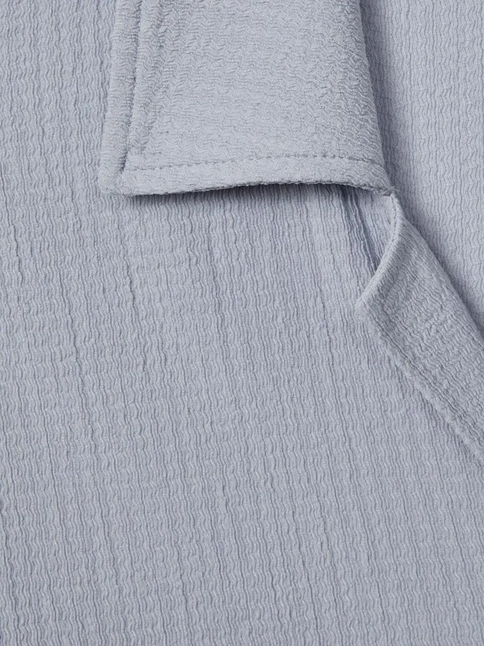 Men Reiss Shirts Hunt Textured Cuban Collar Shirt Porcelain Blue