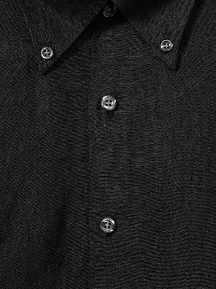 Men Reiss Shirts Jacobson Linen Button Down Collar Shirt Black