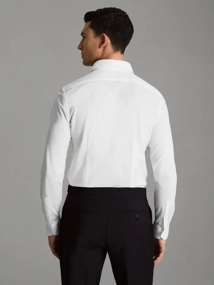 Men Reiss Shirts Nate Cutaway Collar Jersey Slim Fit Shirt White