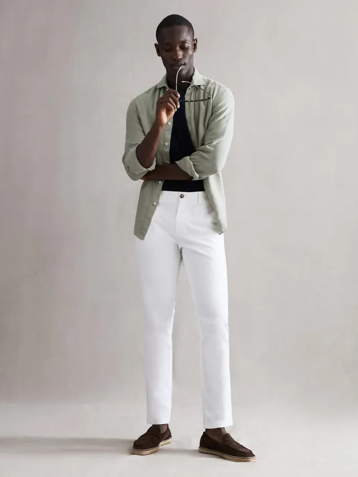 Men Reiss Shirts Ruban Linen ButtonThrough Shirt Sage