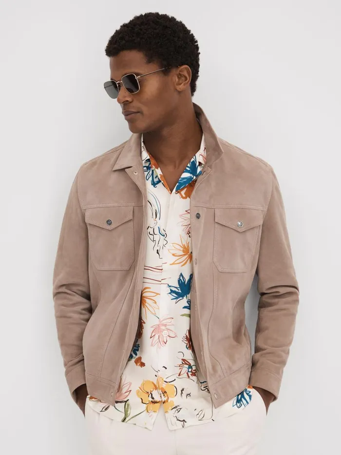 Men Reiss Shirts Serra Printed Cuban Collar Shirt Multi