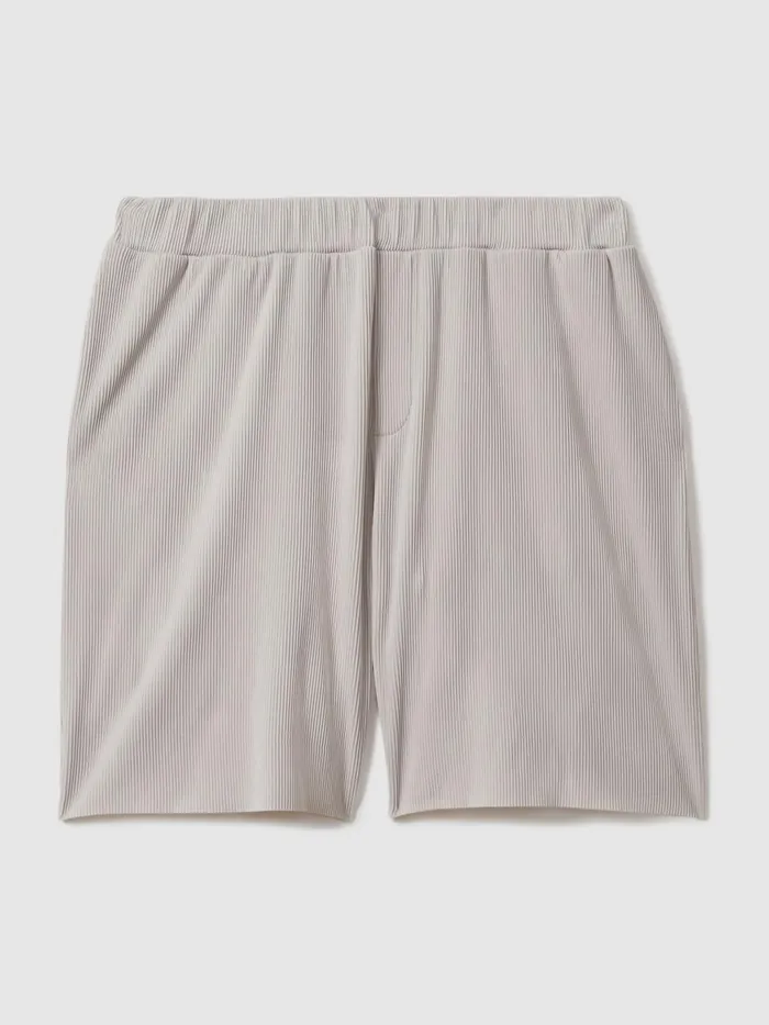 Men Reiss Shorts Conor Ribbed Elasticated Waist Shorts Silver