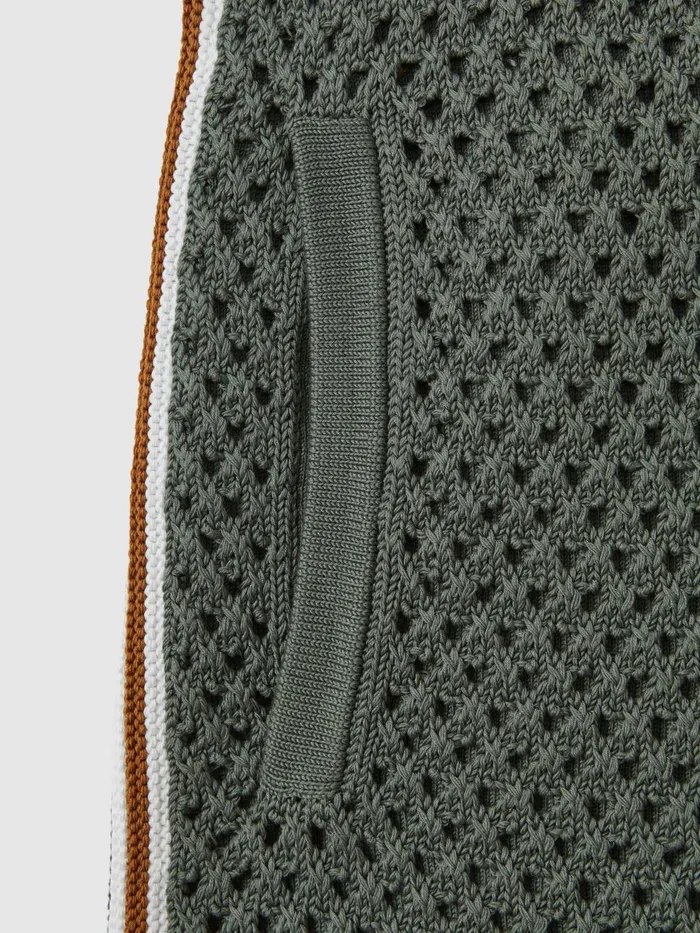 Men Reiss Shorts Creek Cotton Blend Crochet Drawstring Shorts Dark Sage Green