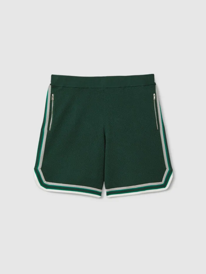 Men Reiss Shorts Jack Knitted Elasticated Waist Shorts Green Multi