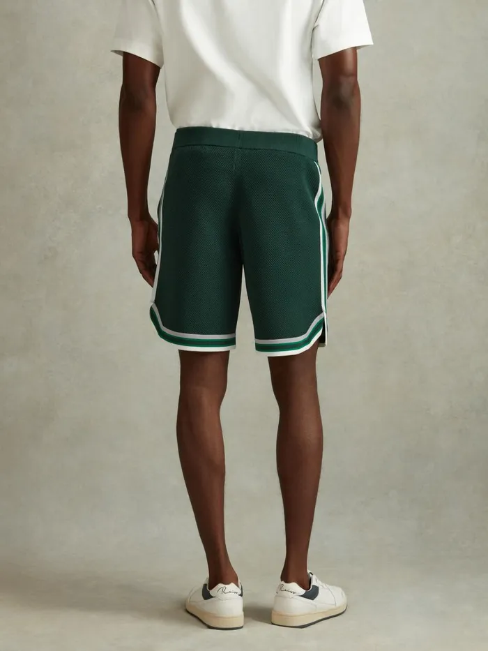 Men Reiss Shorts Jack Knitted Elasticated Waist Shorts Green Multi