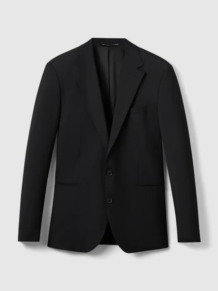 Men Reiss Suits and Tailoring Hope Modern Fit Wool Blend Single Breasted Blazer Black
