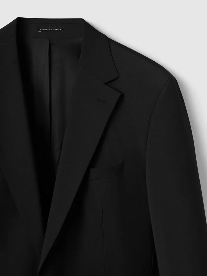 Men Reiss Suits and Tailoring Hope Modern Fit Wool Blend Single Breasted Blazer Black