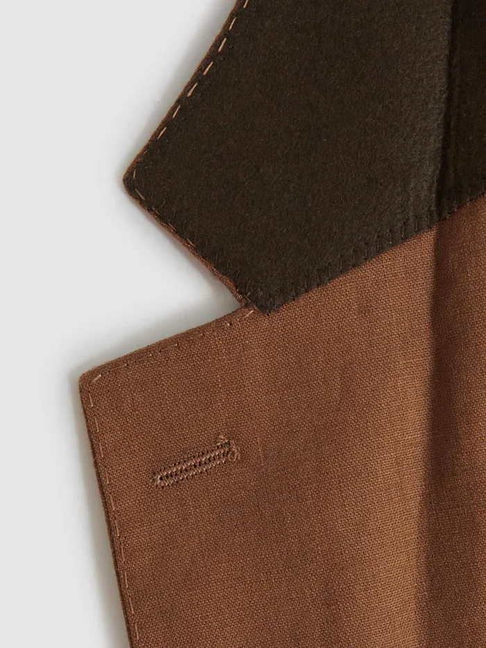 Men Reiss Suits and Tailoring Kin Slim Fit Single Breasted Linen Blazer Tobacco Brown