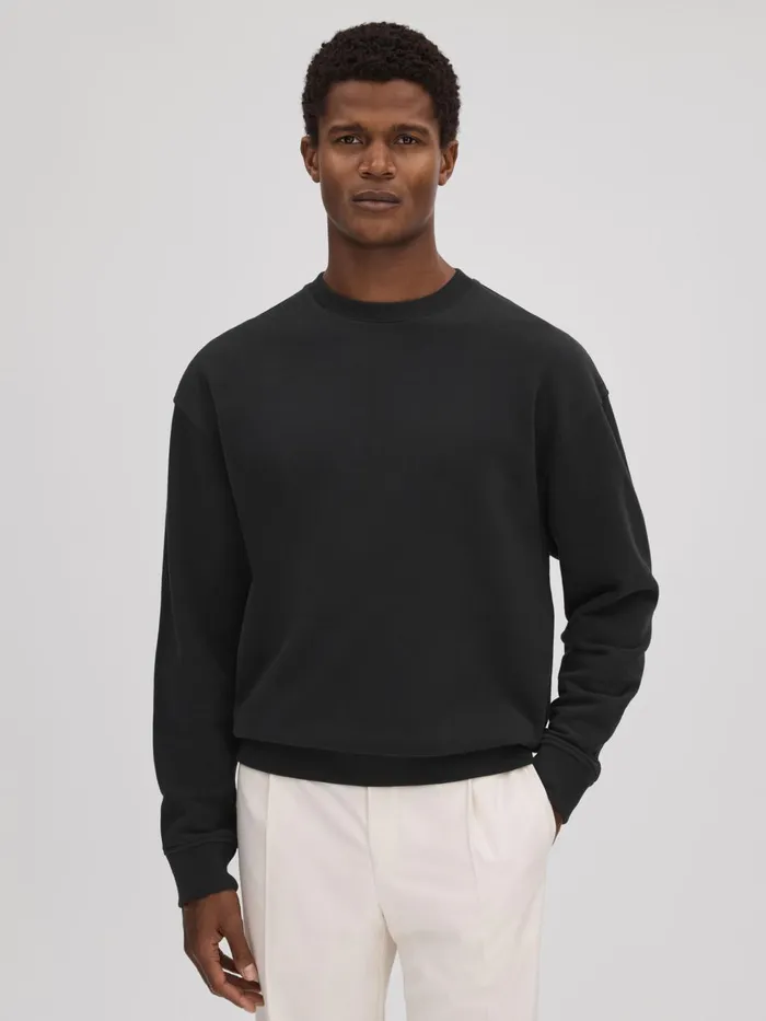 Men Reiss Sweats Hoodies and Joggers Alistar Cotton Crew Neck Sweatshirt Washed Black Men Reiss Sweats Hoodies and Joggers Alistar Cotton Crew Neck Sweatshirt Washed Black
