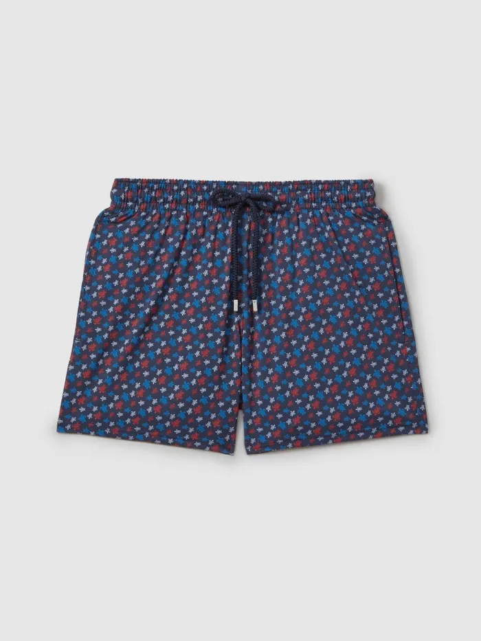 Men Reiss Swimwear Turtle Print Swim Shorts Blue Marine