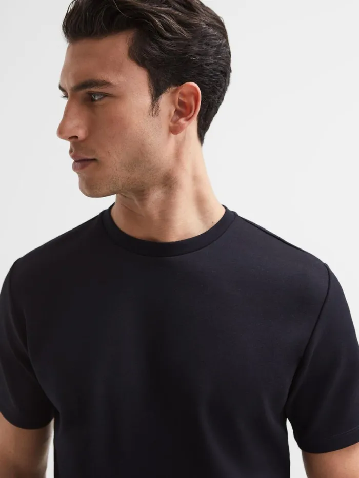 Men Reiss TShirts Bradley Interlock Jersey Crew Neck TShirt Navy