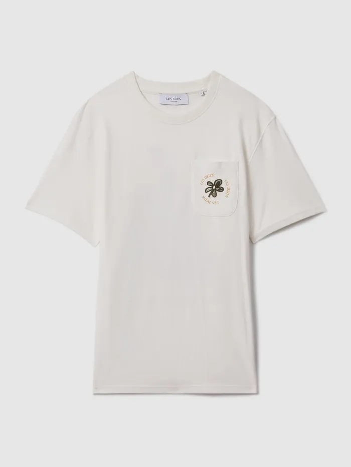 Men Reiss TShirts Deux Cotton Crew Neck TShirt Ivory