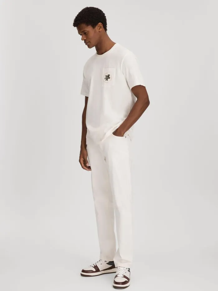 Men Reiss TShirts Deux Cotton Crew Neck TShirt Ivory