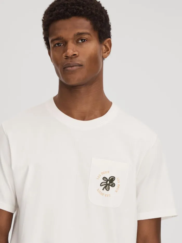 Men Reiss TShirts Deux Cotton Crew Neck TShirt Ivory