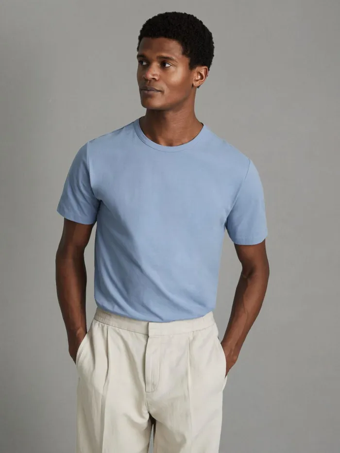 Men Reiss TShirts Melrose Cotton Crew Neck TShirt Reef Blue