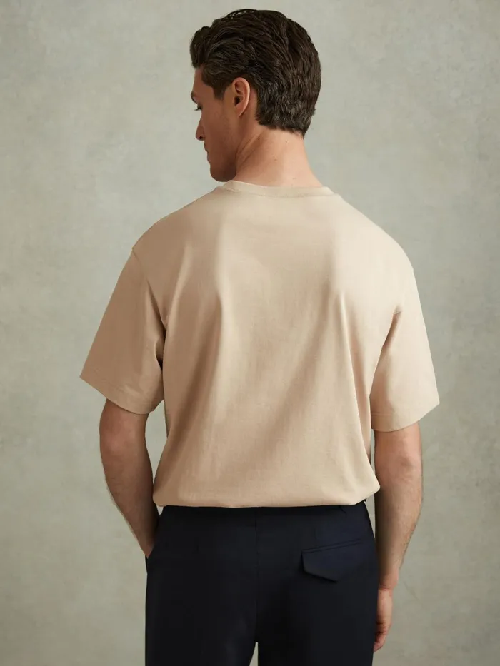 Men Reiss TShirts Tate Oversized Garment Dye TShirt Oatmeal
