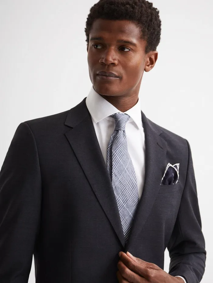 Men Reiss Ties and Pocket Squares Ceremony Plain Silk Pocket Square Navy
