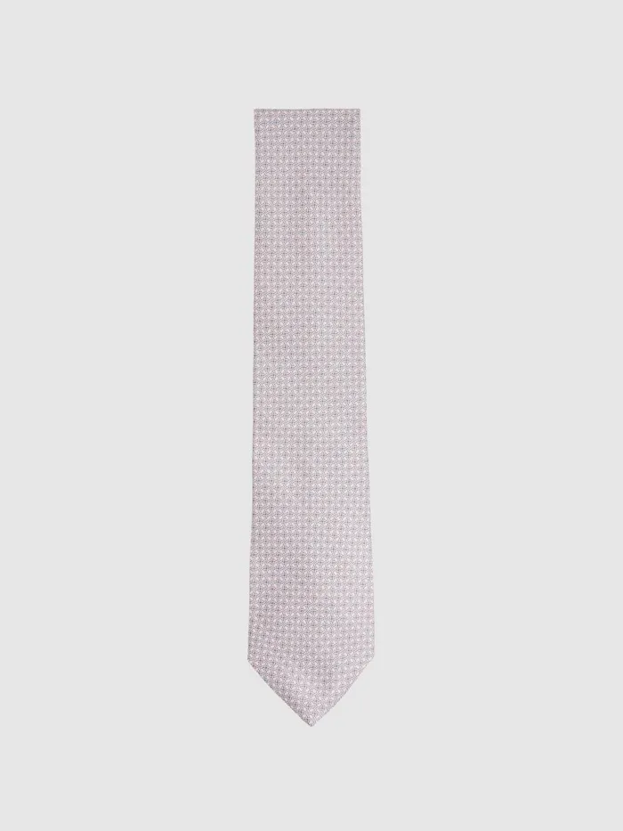 Men Reiss Ties and Pocket Squares Como Silk Geometric Print Tie Soft Rose