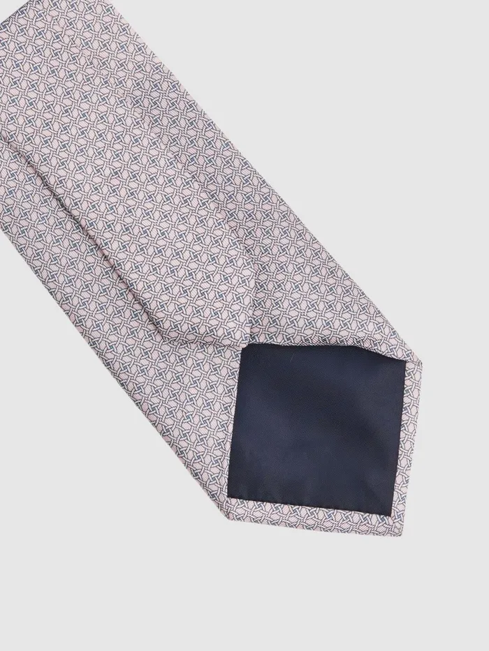 Men Reiss Ties and Pocket Squares Como Silk Geometric Print Tie Soft Rose