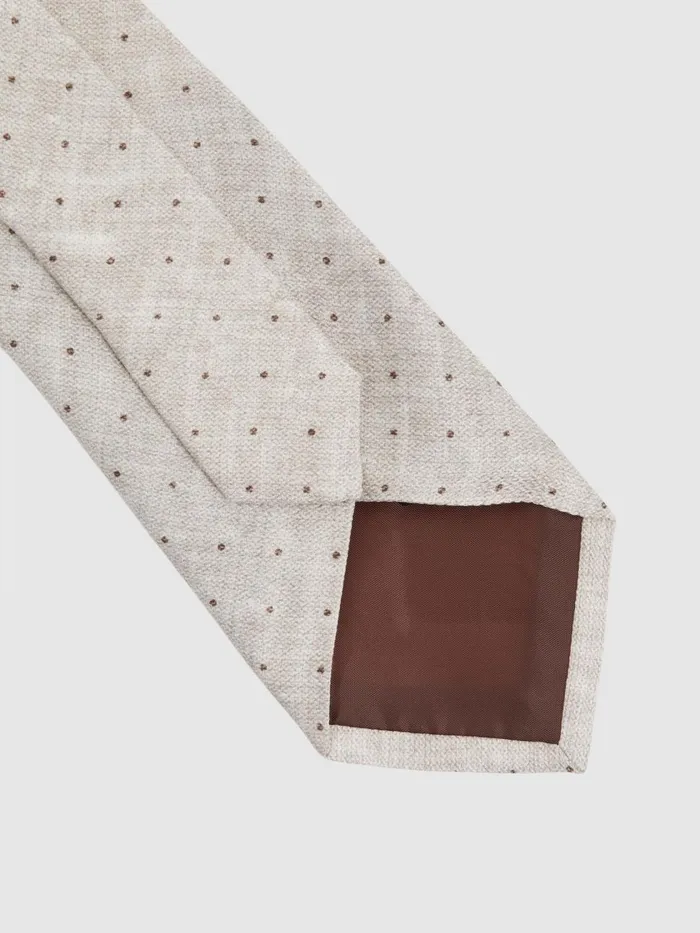 Men Reiss Ties and Pocket Squares Lateran Silk Polka Dot Tie Oatmeal Melange