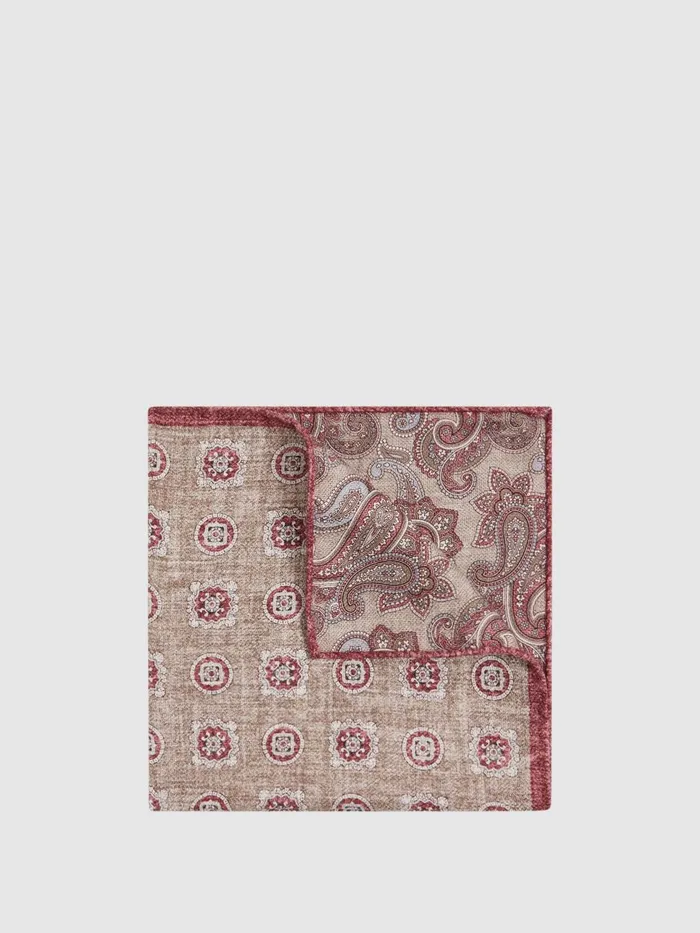 Men Reiss Ties and Pocket Squares Tindari Silk Reversible Pocket Square Oatmealrose Men Reiss Ties and Pocket Squares Tindari Silk Reversible Pocket Square Oatmealrose
