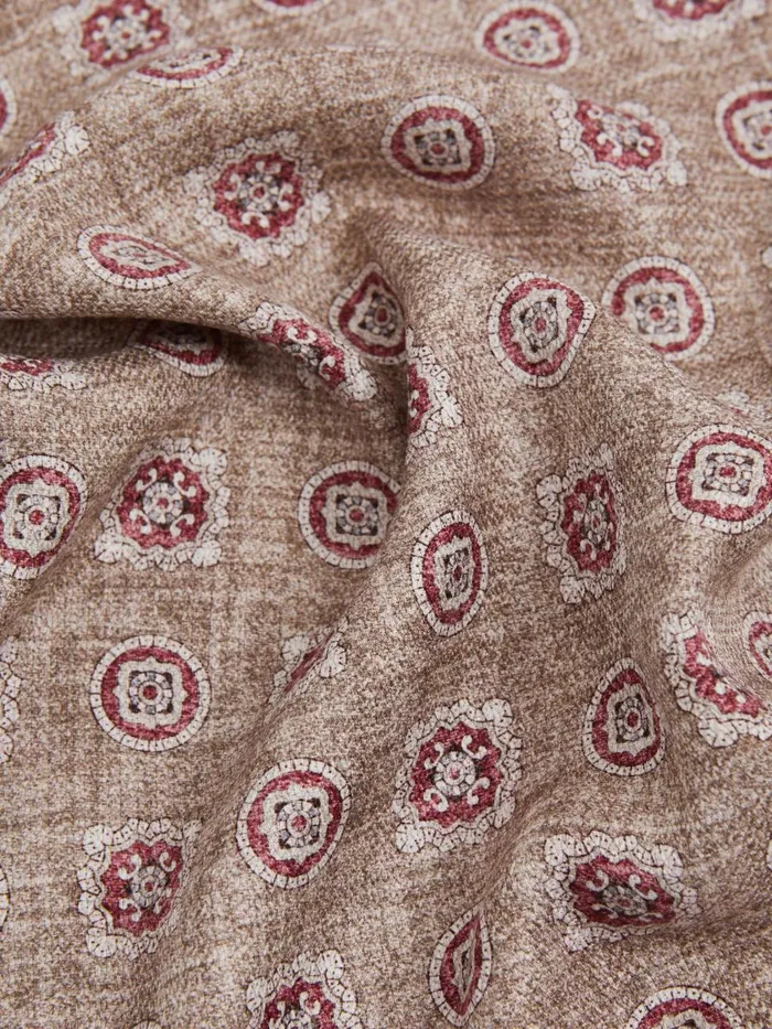 Men Reiss Ties and Pocket Squares Tindari Silk Reversible Pocket Square Oatmealrose