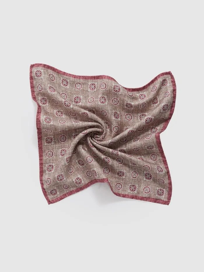 Men Reiss Ties and Pocket Squares Tindari Silk Reversible Pocket Square Oatmealrose