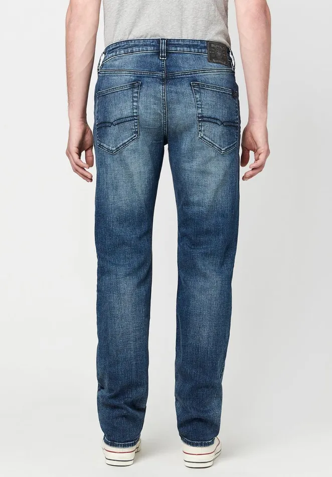 Men Relaxed Tapered Ben Sanded And Veined Jeans Indigo Buffalo David Bitton Relaxed Ben