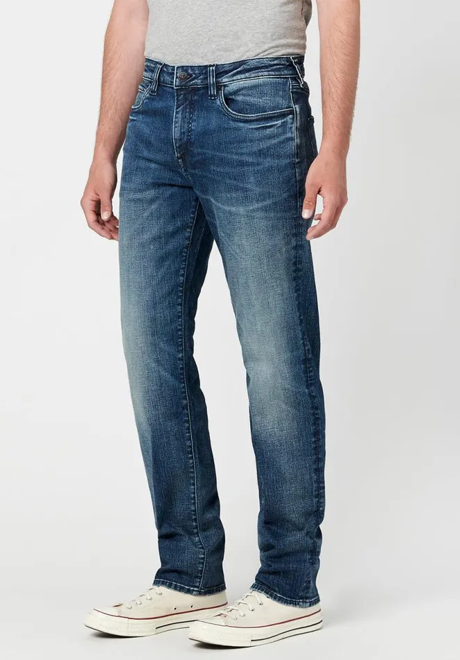 Men Relaxed Tapered Ben Sanded And Veined Jeans Indigo Buffalo David Bitton Relaxed Ben