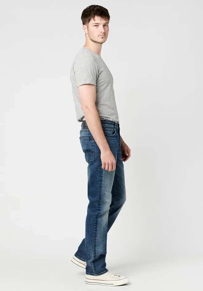 Men Relaxed Tapered Ben Sanded And Veined Jeans Indigo Buffalo David Bitton Relaxed Ben