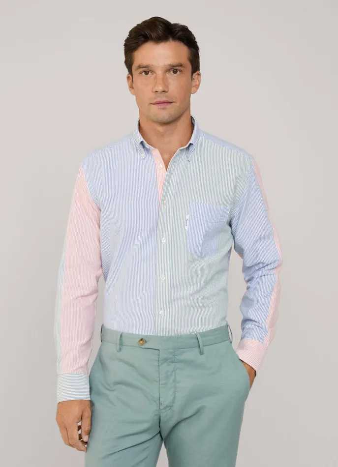 Men Shirts Faonnable Regular Fit Bengal Striped Oxford Shirt Multi