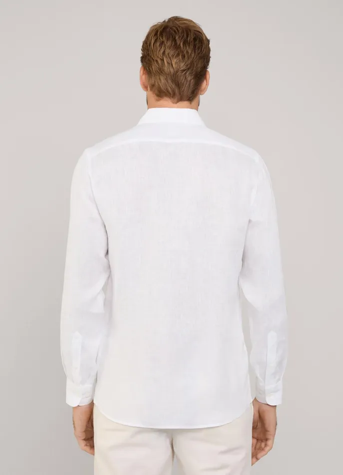 Men Shirts Faonnable Regular Fit Linen Shirt White