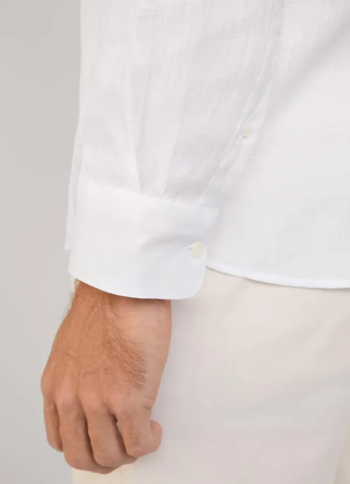Men Shirts Faonnable Regular Fit Linen Shirt White