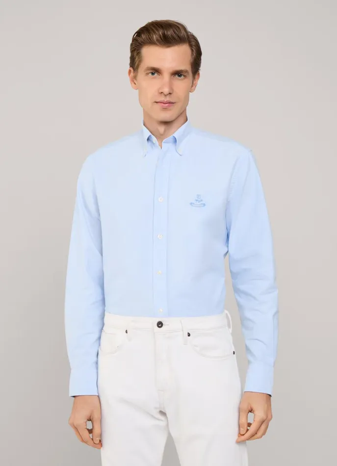 Men Shirts Faonnable Regular Fit Oxford Shirt Horizon Blue