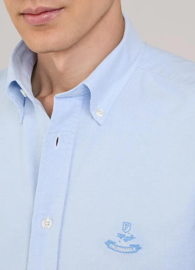 Men Shirts Faonnable Regular Fit Oxford Shirt Horizon Blue