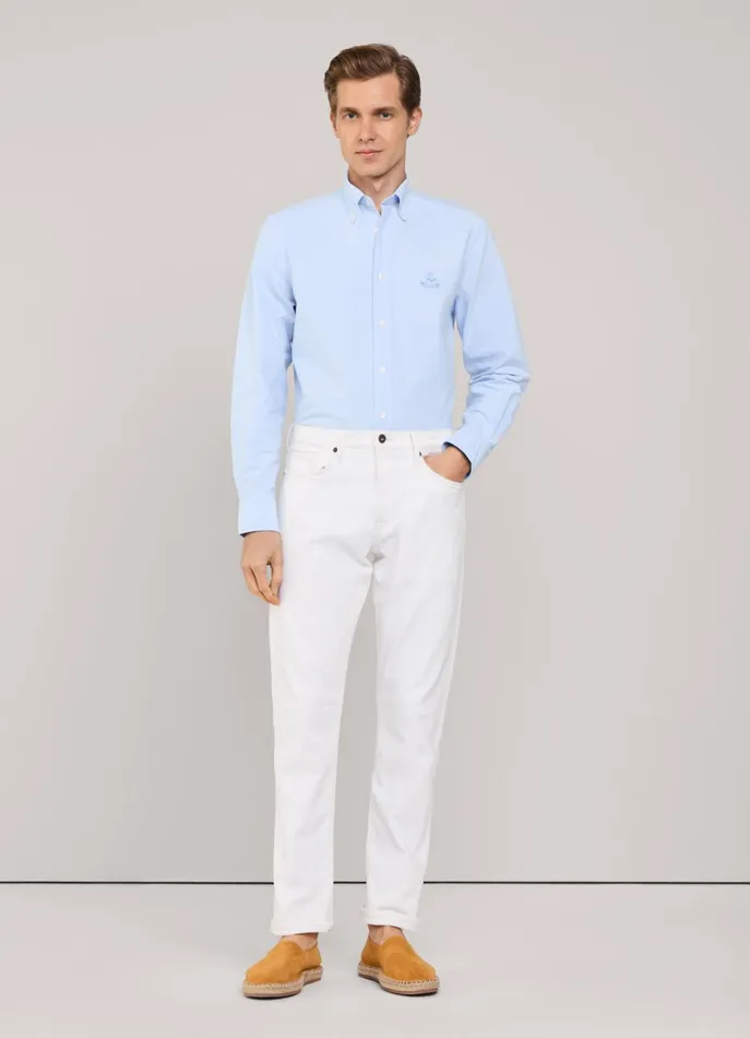 Men Shirts Faonnable Regular Fit Oxford Shirt Horizon Blue