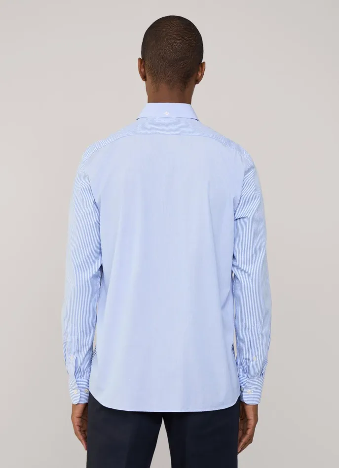 Men Shirts Faonnable Regular Fit Striped Poplin Shirt Horizon Blue