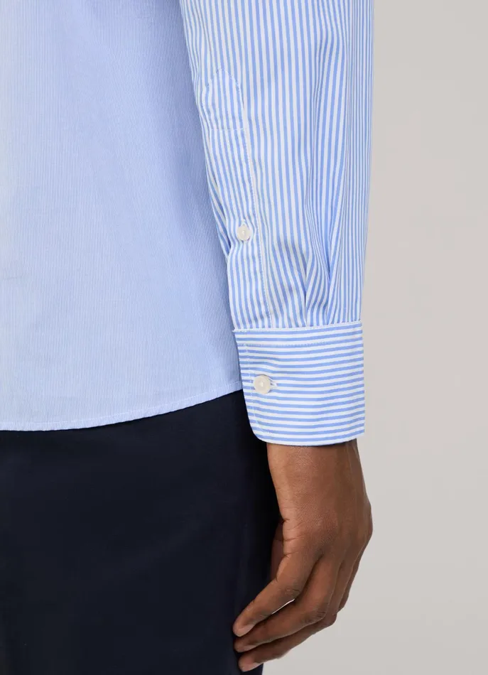 Men Shirts Faonnable Regular Fit Striped Poplin Shirt Horizon Blue