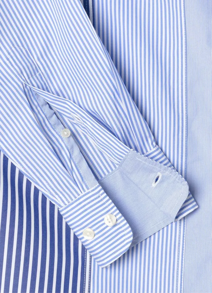 Men Shirts Faonnable Regular Fit Striped Poplin Shirt Horizon Blue