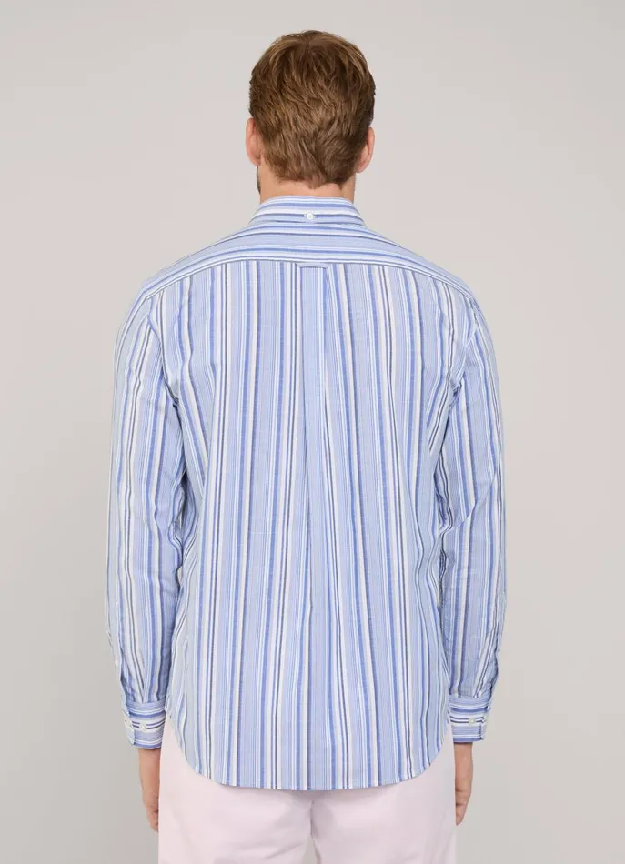 Men Shirts Faonnable Regular Fit Striped Shirt Blue