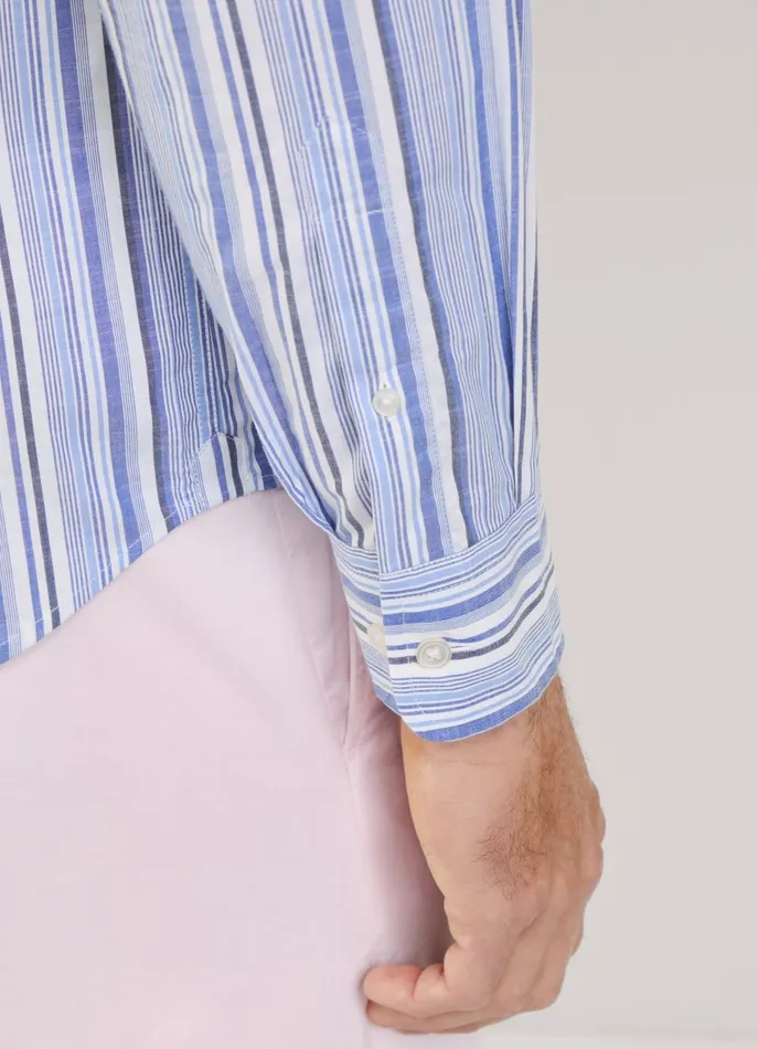 Men Shirts Faonnable Regular Fit Striped Shirt Blue
