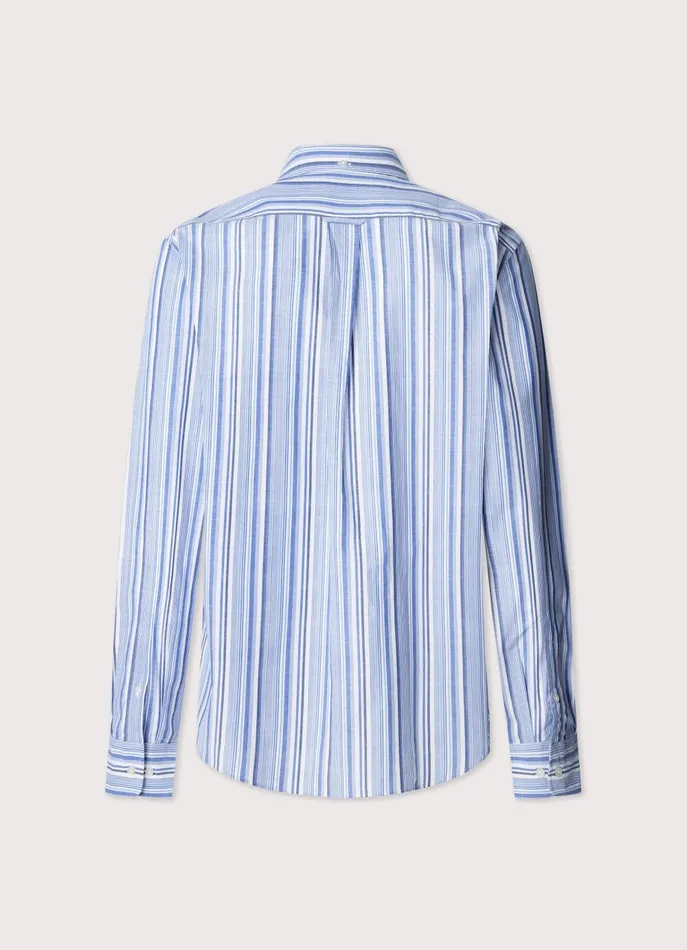 Men Shirts Faonnable Regular Fit Striped Shirt Blue