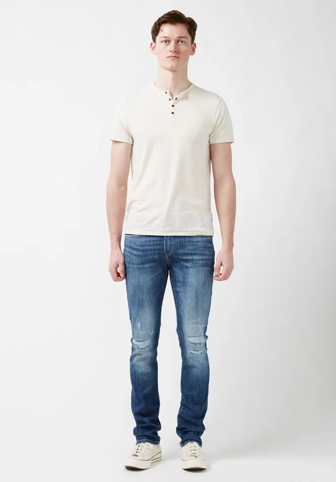 Men Slim Ash Worn Hemp Jeans Indigo Buffalo David Bitton Slim Ash