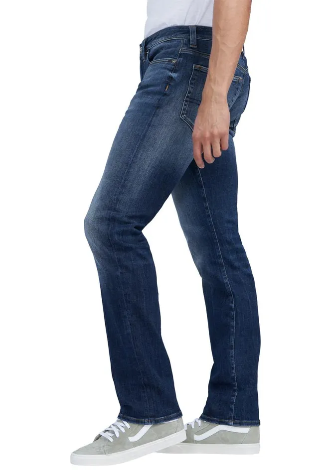 Men Straight Six Veined and Crinkled Jeans Indigo Buffalo David Bitton Straight Six