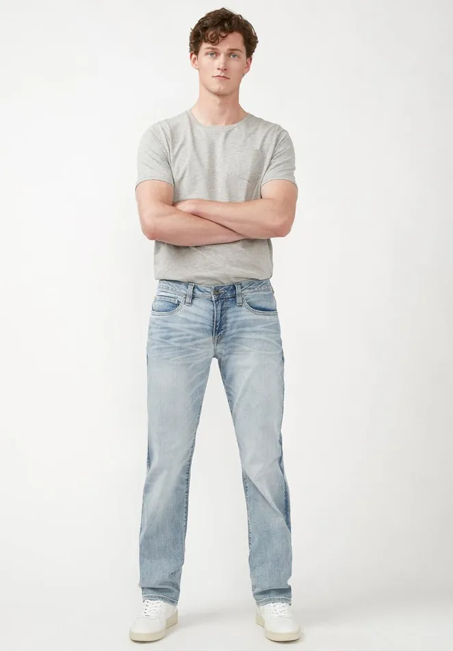 Men Straight Six Washed Blue Jeans Indigo Buffalo David Bitton Straight Six